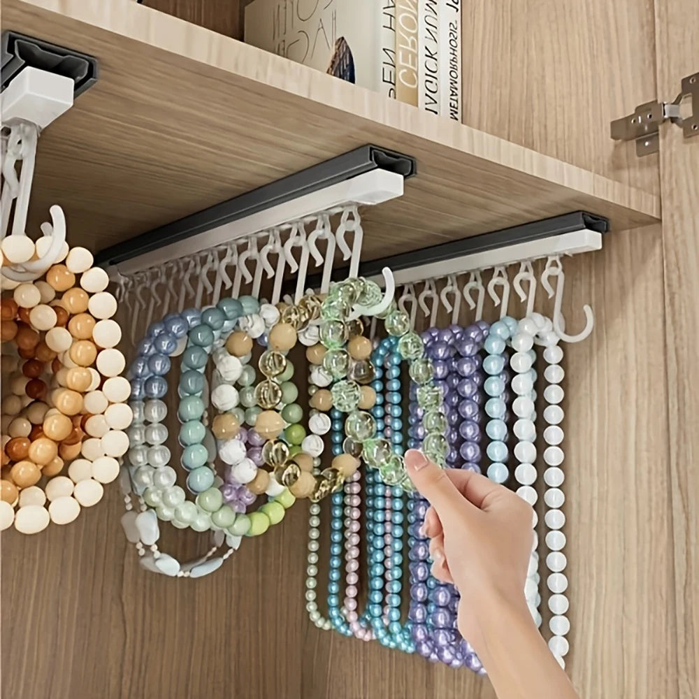 Présentoir Collier Mural Métal Blanc Crochet