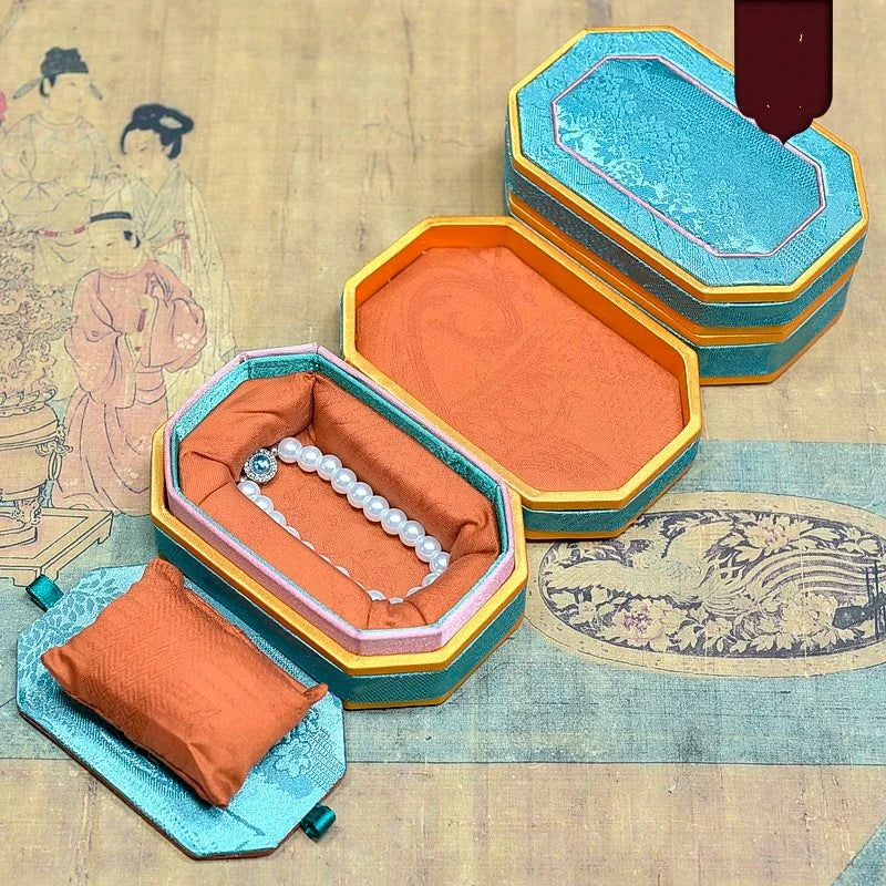 Boîte Bijoux Velours Brocart Mini Chic