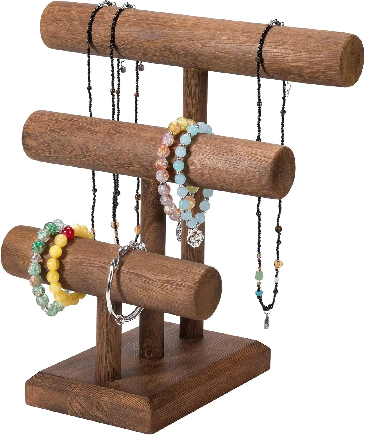Présentoir Bracelet Bois 3 Niveaux Barre T