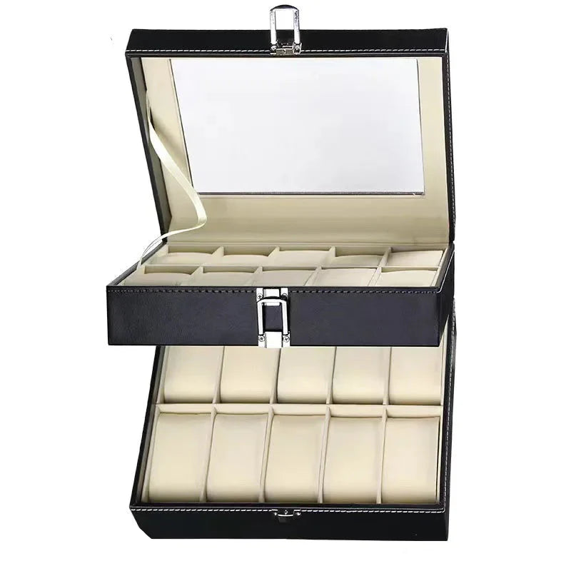 Coffret Montres Cuir Vitrine Verrouillable 20 Emplacements
