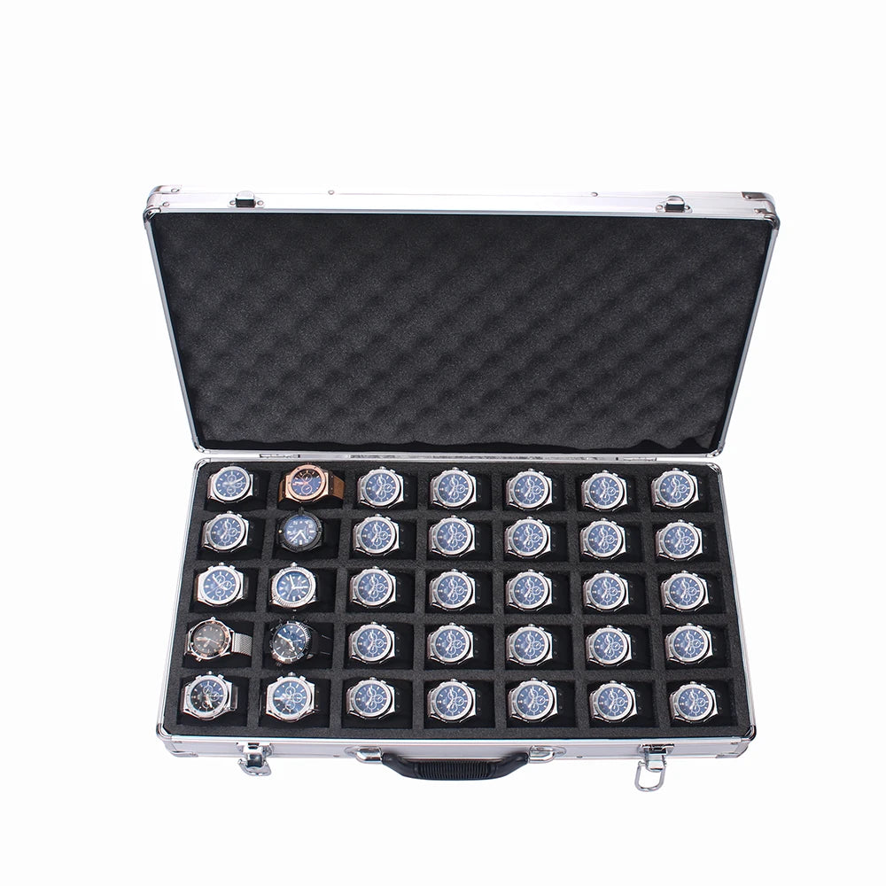 Mallette Montre Aluminium 35 Compartiments Voyage