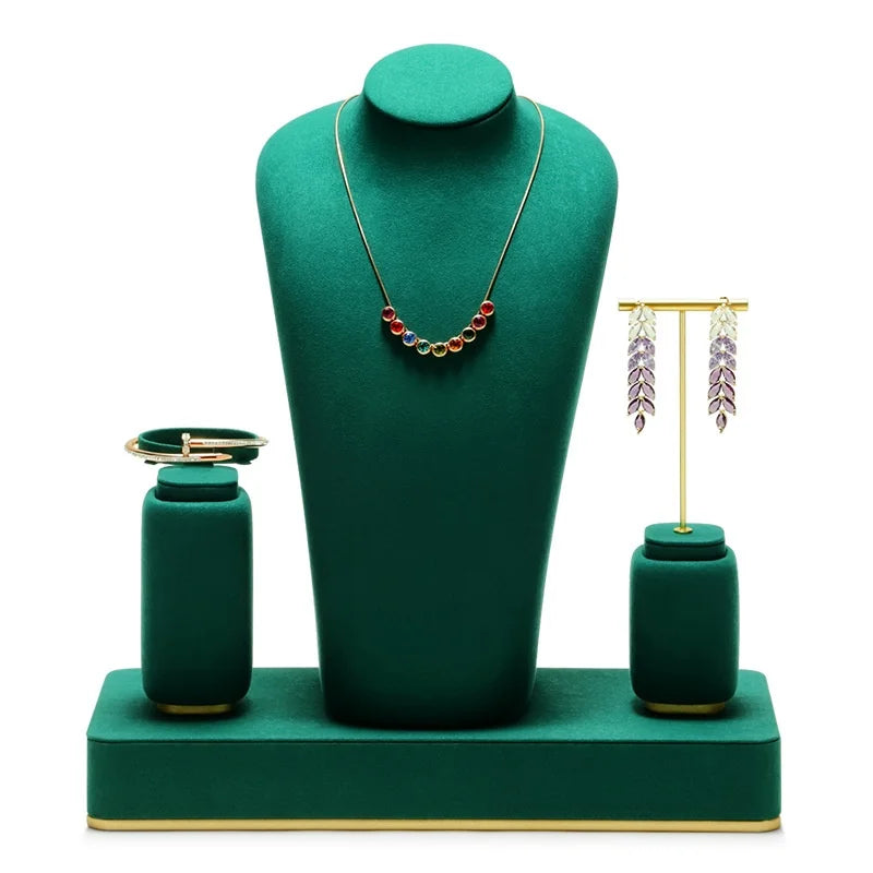 Présentoir Bijoux Velours Vert Premium Vitrine