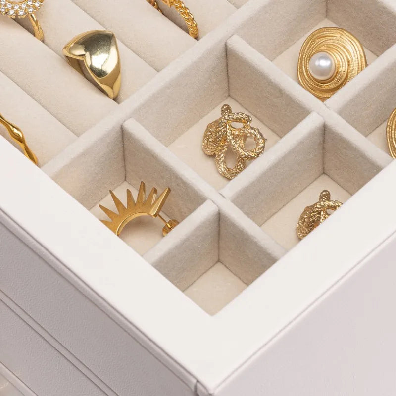 Boîte Bijoux Cuir Rose Verre Trempé