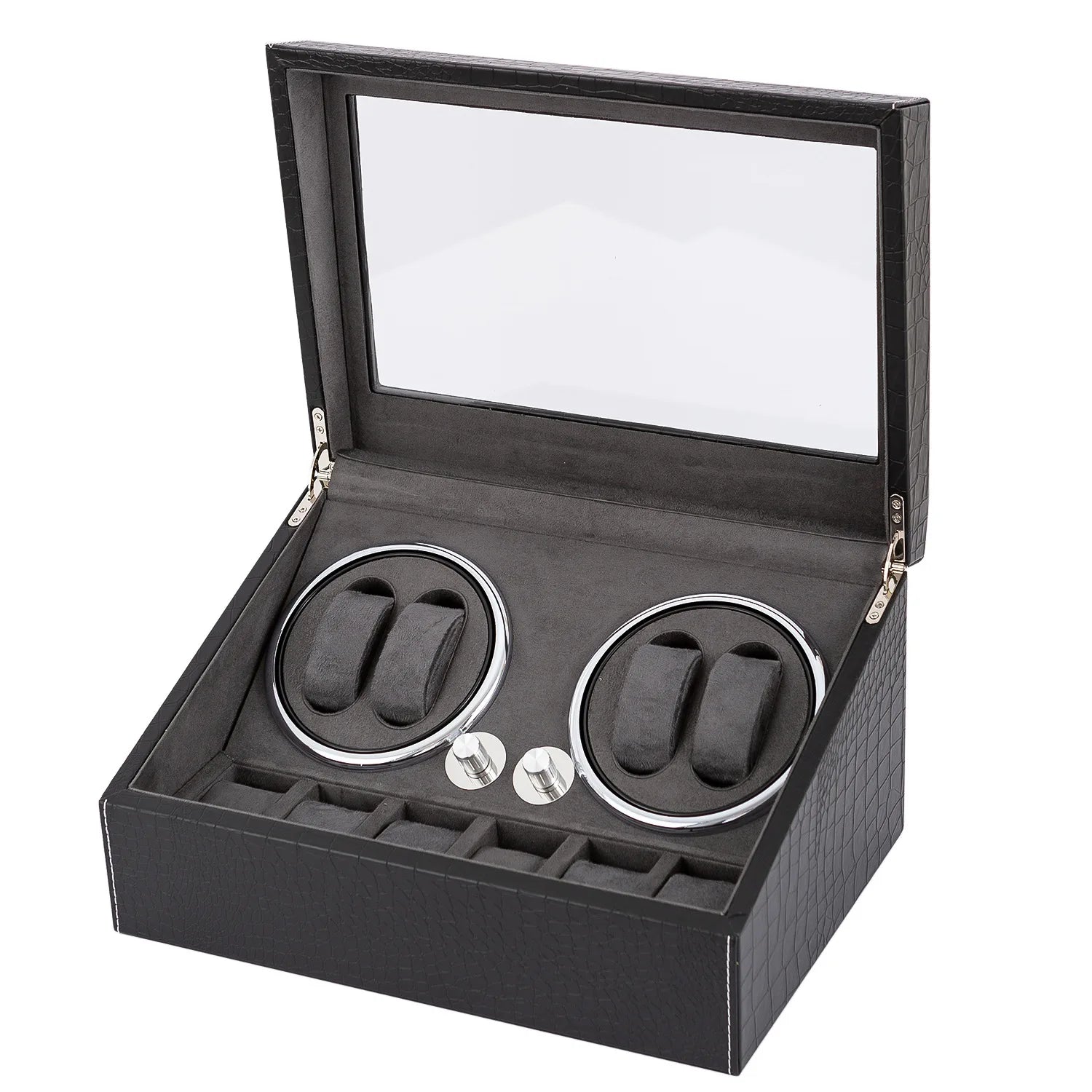 Remontoir Montre Bois Noir Brillant 10 Emplacements