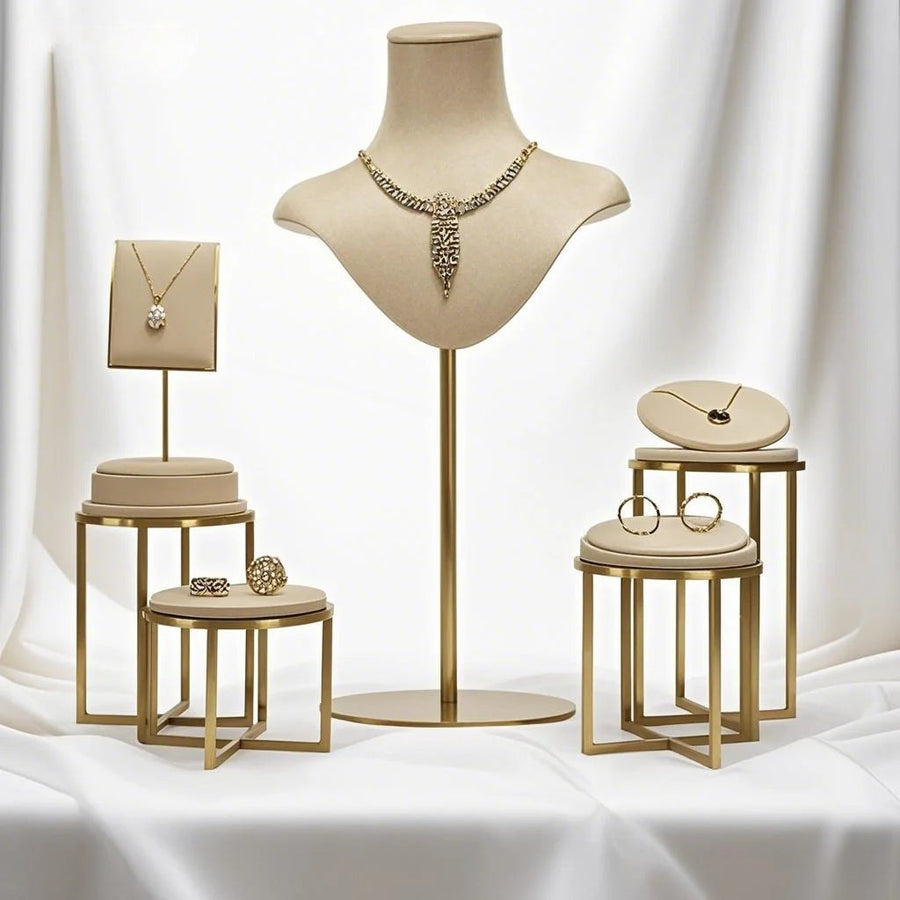 Ensemble Métal Beige Organisateur Bijoux Anneau Collier