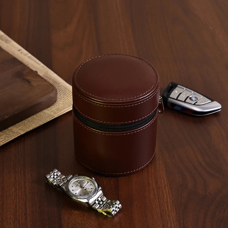 Étui Montre Cuir Voyage Zippé Compact