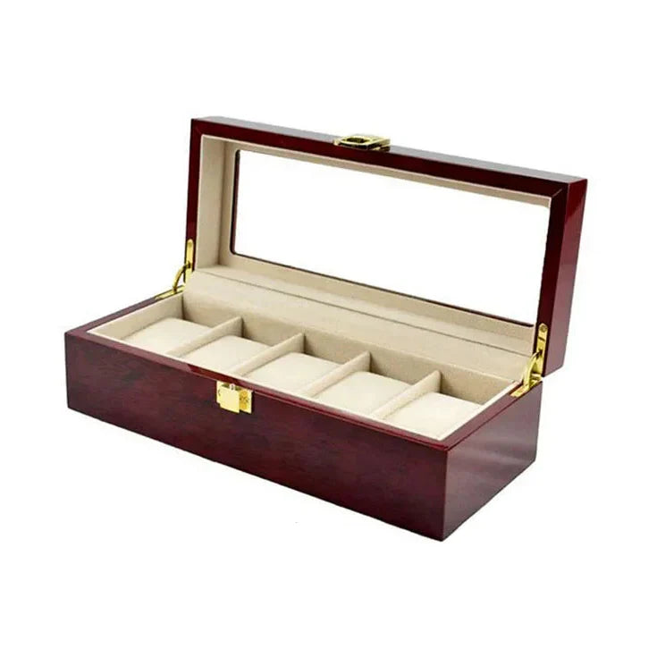 Coffret Bois Rouge 12 Montres Écologique Vitrine