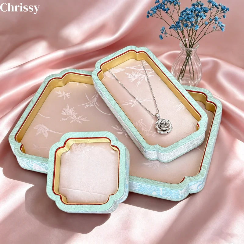 Plateau Bijoux Coton Brocart Oriental Rétro