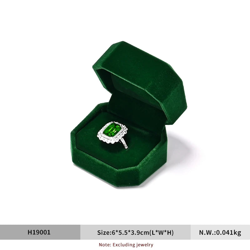 Boite Bagues Velours Vert Pierres Précieuses Premium