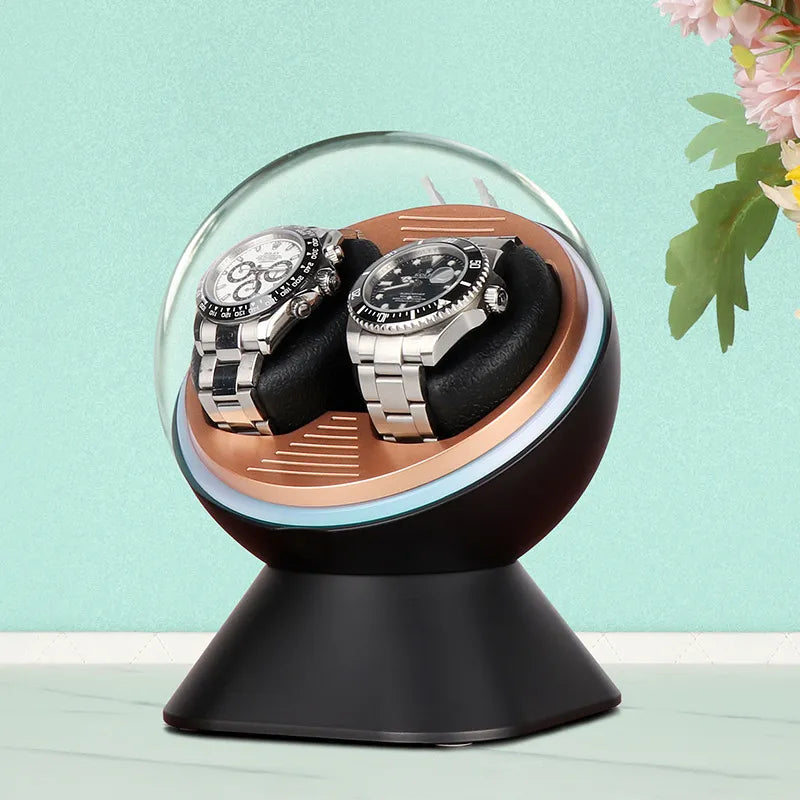 Remontoir Montre Automatique Cuir Double LED USB