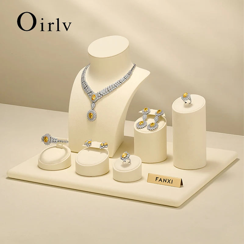 Présentoir Bijoux Daim Beige Comptoir Magasin