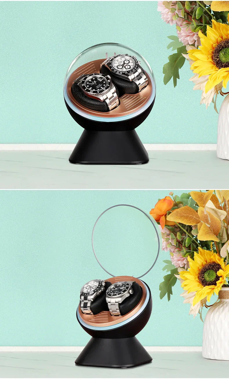 Remontoir Montre Automatique Cuir Double LED USB