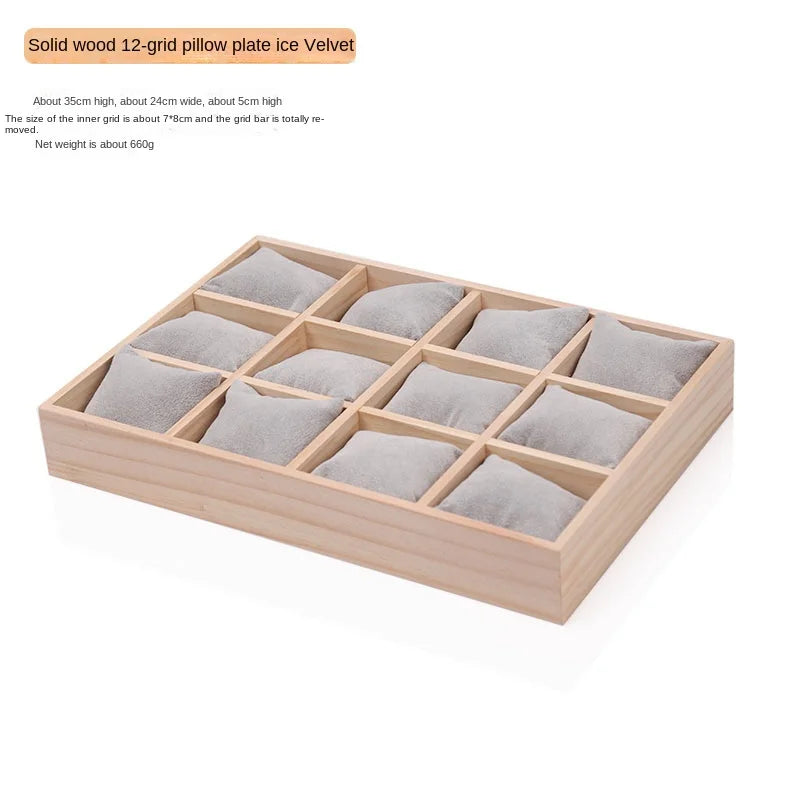 Présentoir Montre Bois Massif 12 Coussins