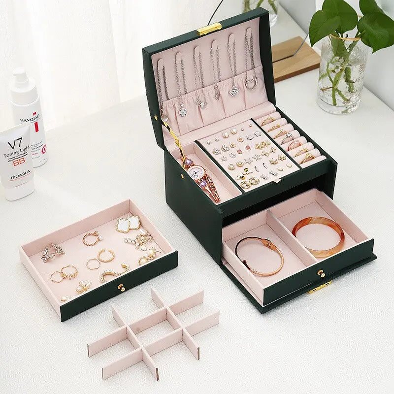 Boite a Bijoux Velours Cuir Coffret Voyage Femme