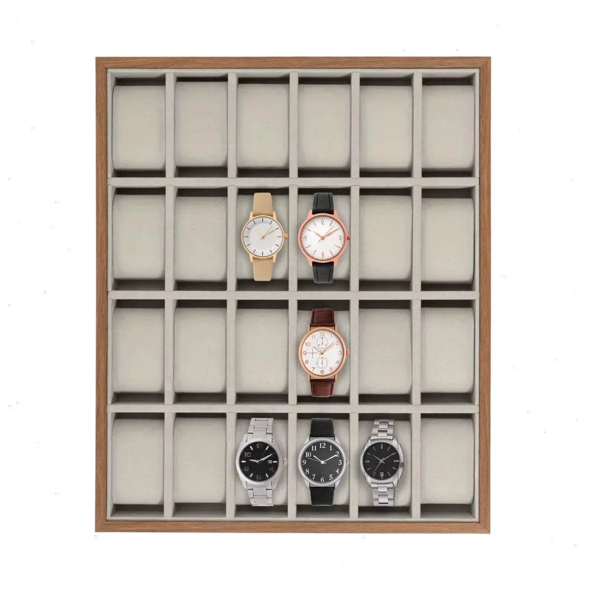 Boite Montre Bois Velours 24 Emplacements Rangement