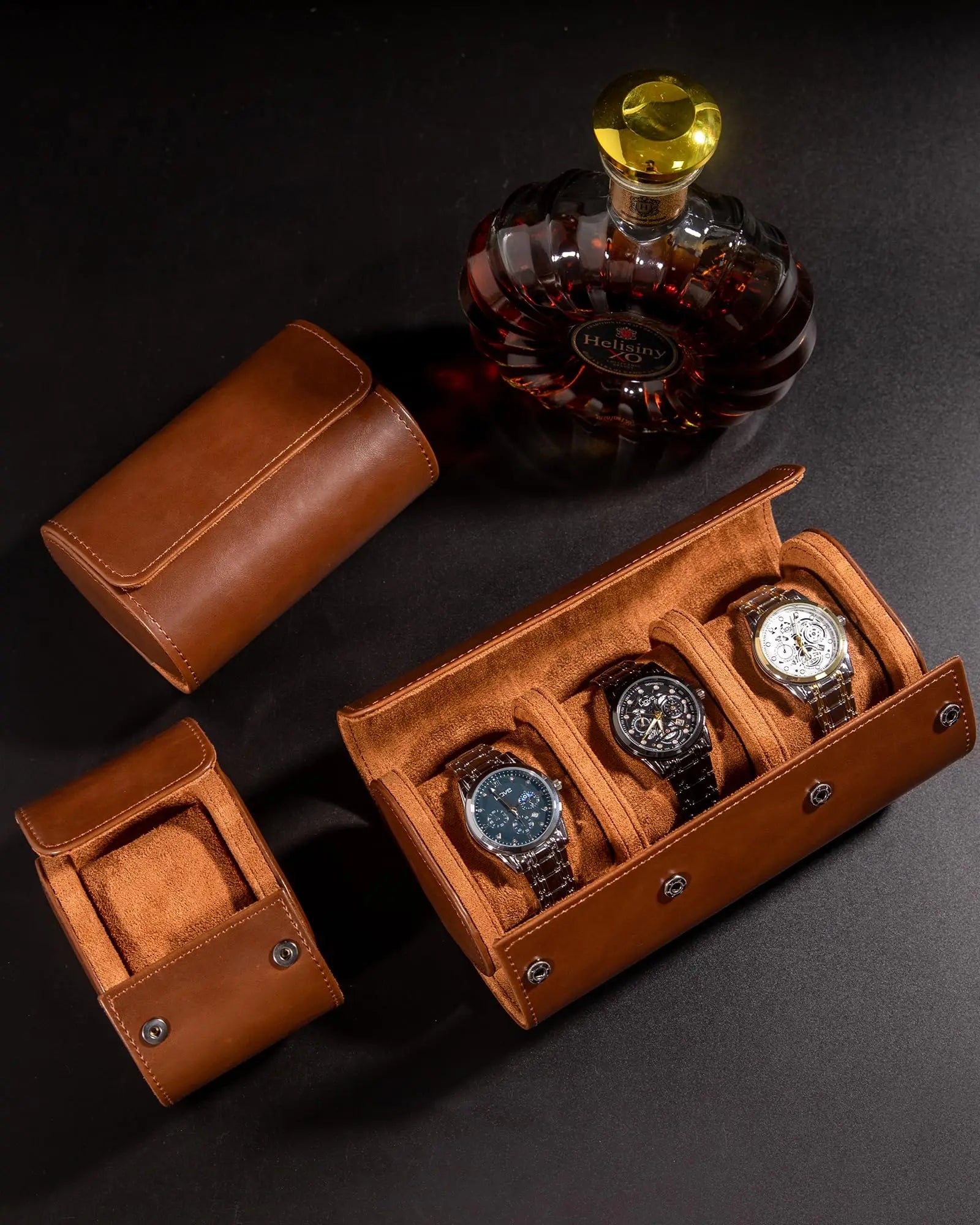 Étui Montre Cuir Voyage Artisanal Texture