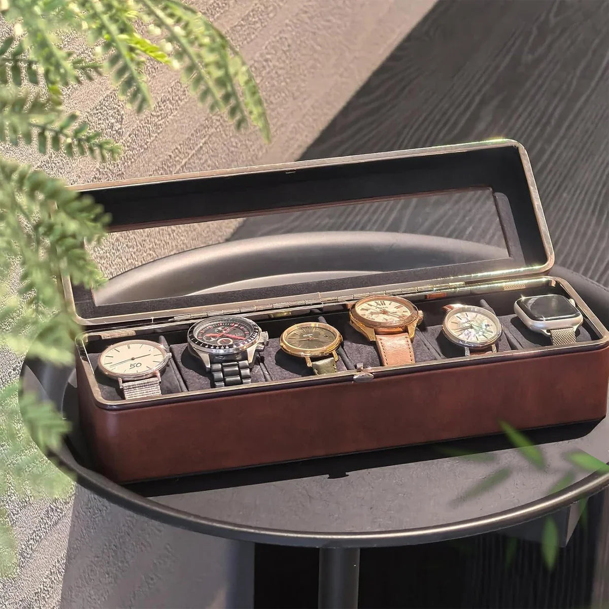 Boîte à Montres Cuir Velours 6 Places