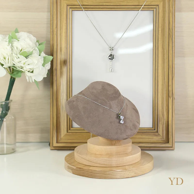 Présentoir Collier Bois Velours Café Boutique