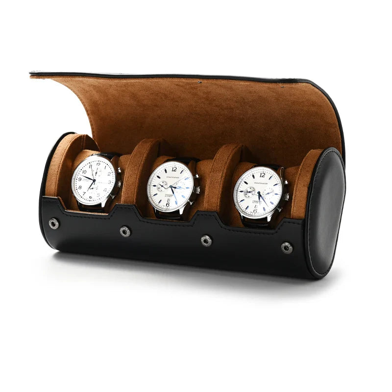 Étui Montre Cuir 3 Emplacements Voyage Compact