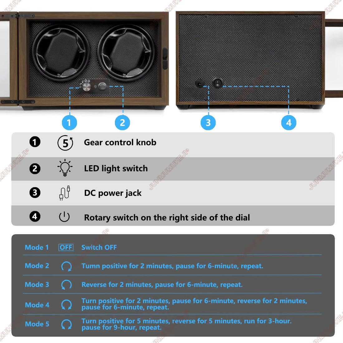 Remontoir 2 places bois – commandes et modes de rotation