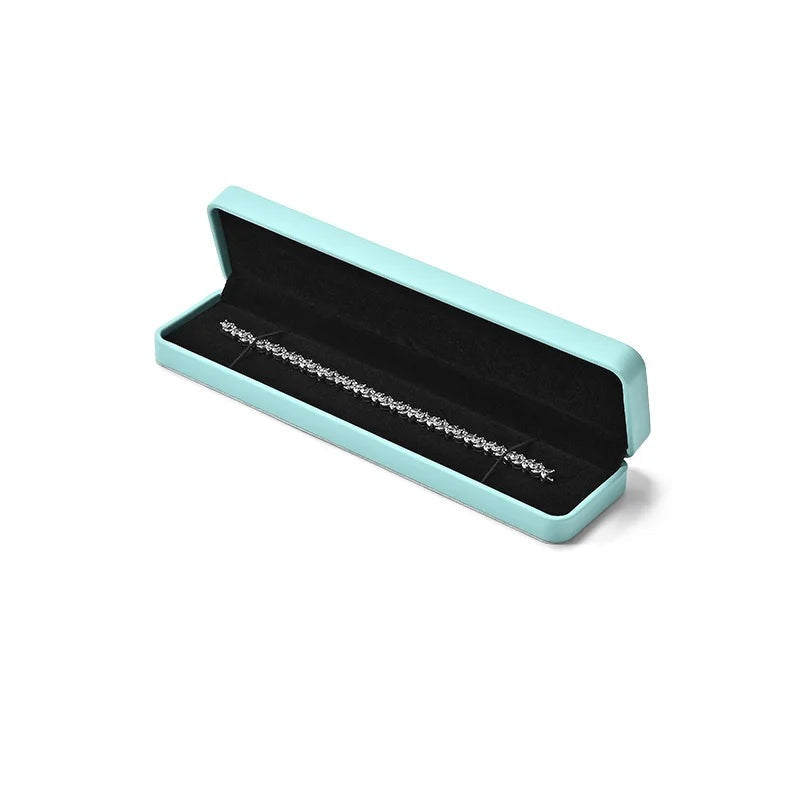 Écrin bijoux cuir turquoise – grande boîte parure avec collier, boucles d'oreilles et bague