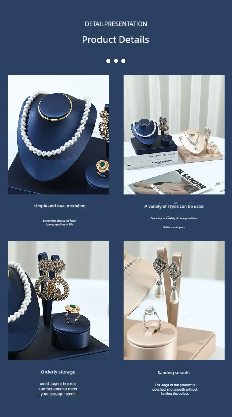 Ensemble Présentoir Cuir Multi-Bijoux Collier Bague