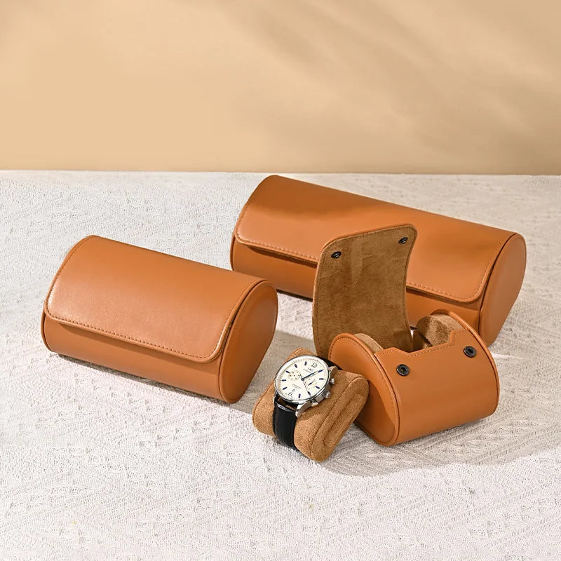Étui Montre Cuir Voyage Rouleau Coussin