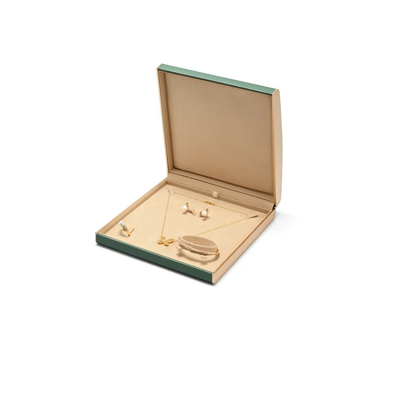 Écrin à bijoux simili cuir vert – boîte parure