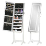 Boîte à Bijoux Bois Armoire LED Miroir Inclinable