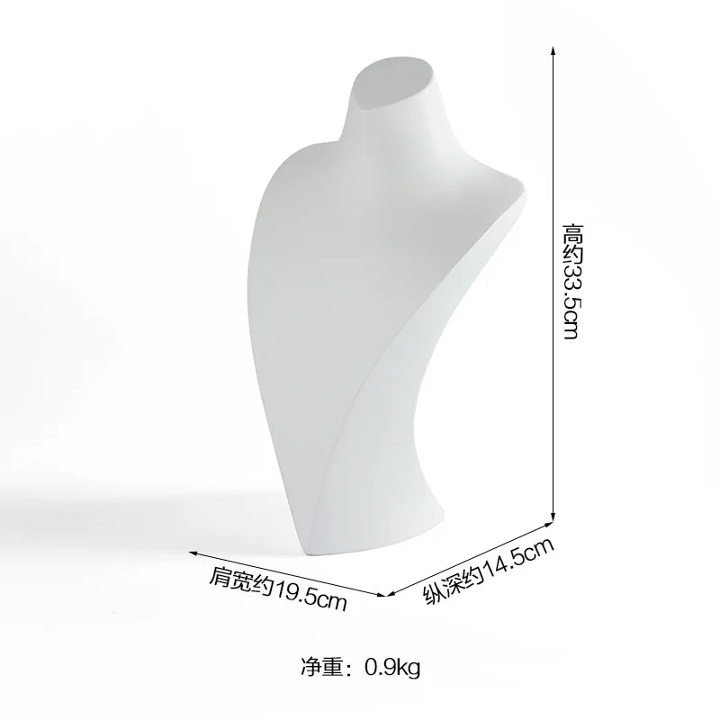 Buste Collier Résine Blanche Cuir Mannequin