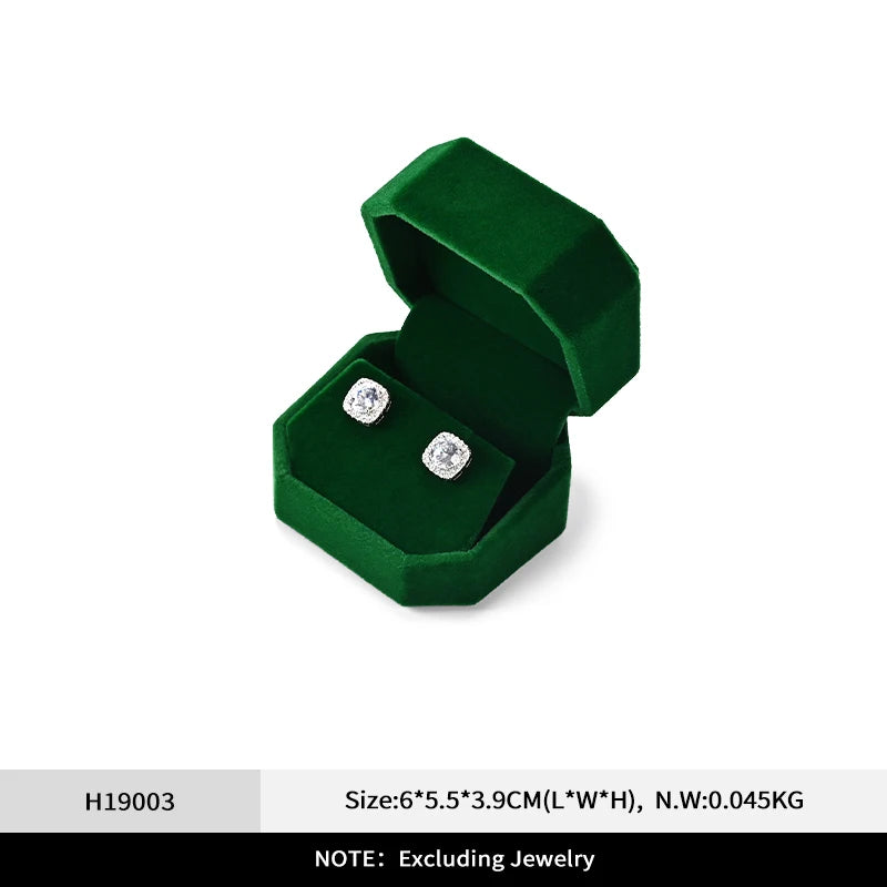 Boîte Bague Velours Vert Pierres Précieuses