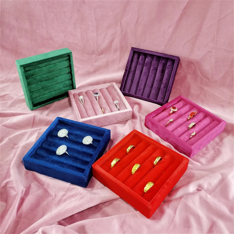 Plateau Bagues Velours Doux Organisateur Vitrine