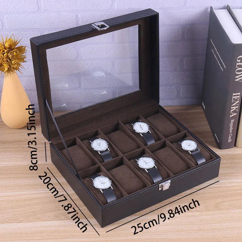Coffret Montres Cuir Vitrine Verrouillable 20 Emplacements