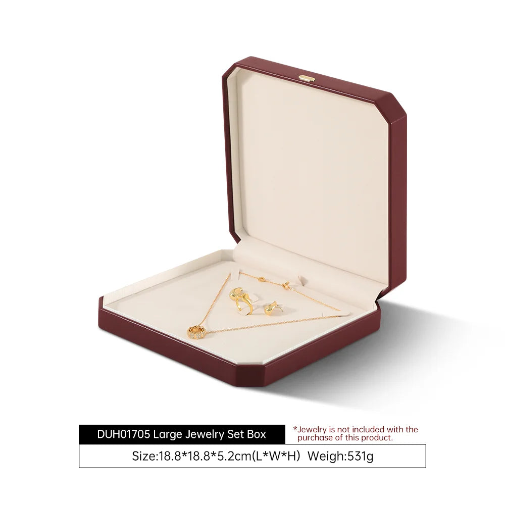 Boîte Cuir Bijoux Bague Boucle Oreille Coffret Cadeau