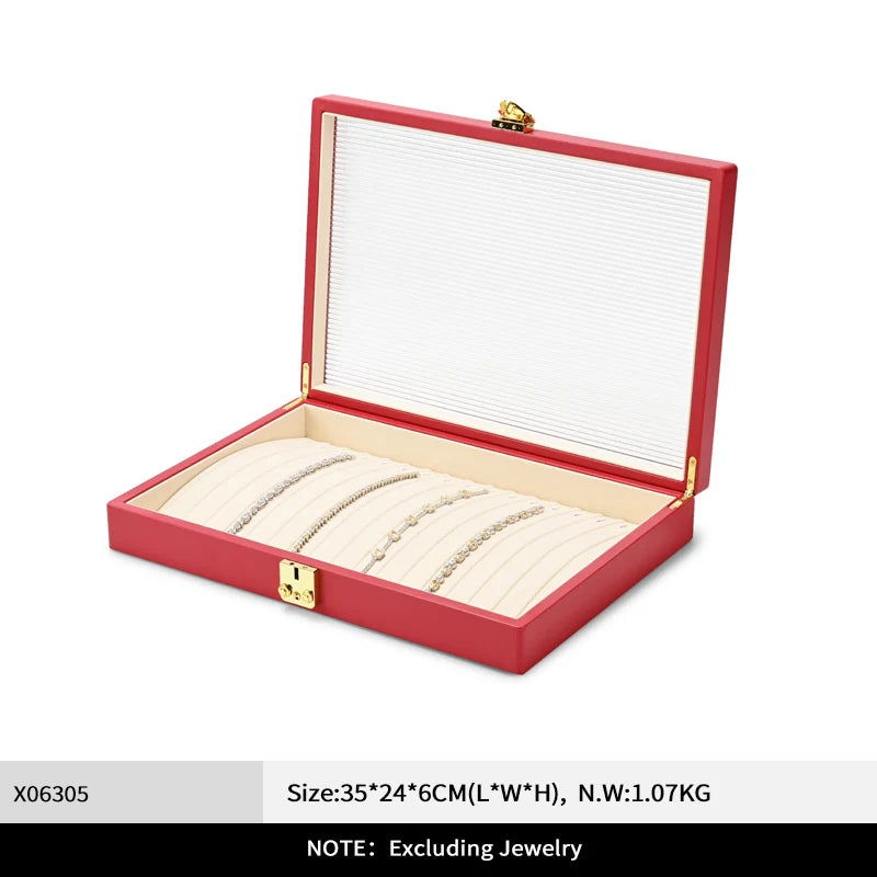Boîte Bijoux Cuir Premium Couvercle Transparent