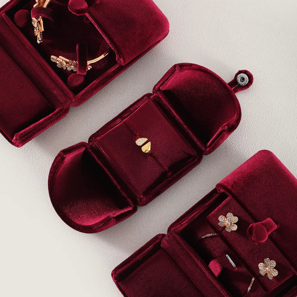 Boîte à Bijoux Velours Mariage Fiançailles Premium
