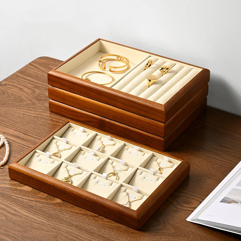 Boîte Bijoux Bois Plateaux Multi-Configurations