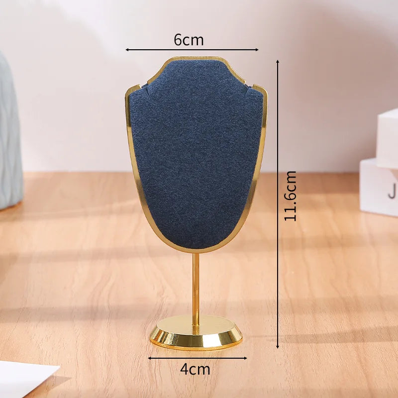 Présentoir Collier Velours Métal Doré Trompette