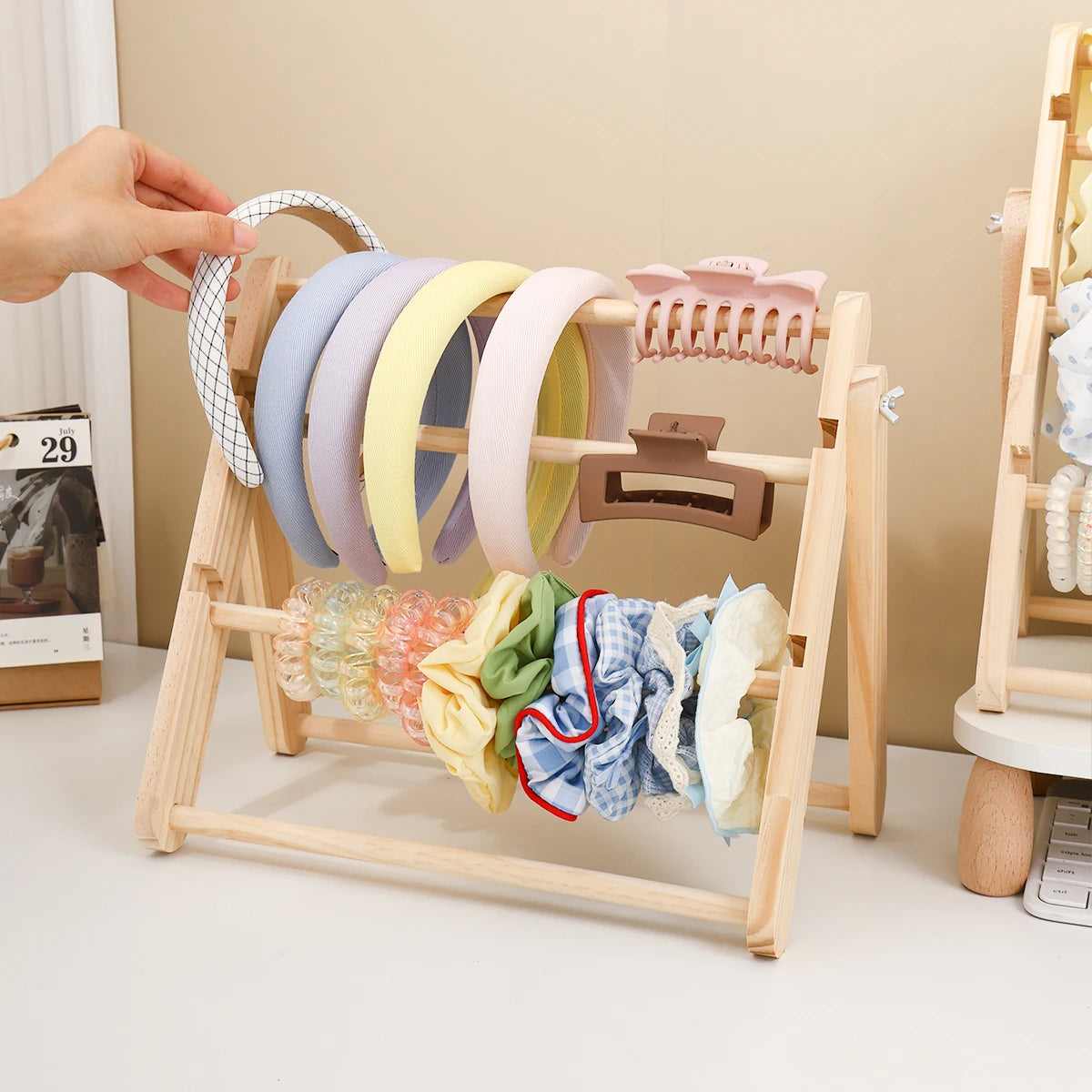 Présentoir Bois Échelle Accessoires Bracelet Cheveux