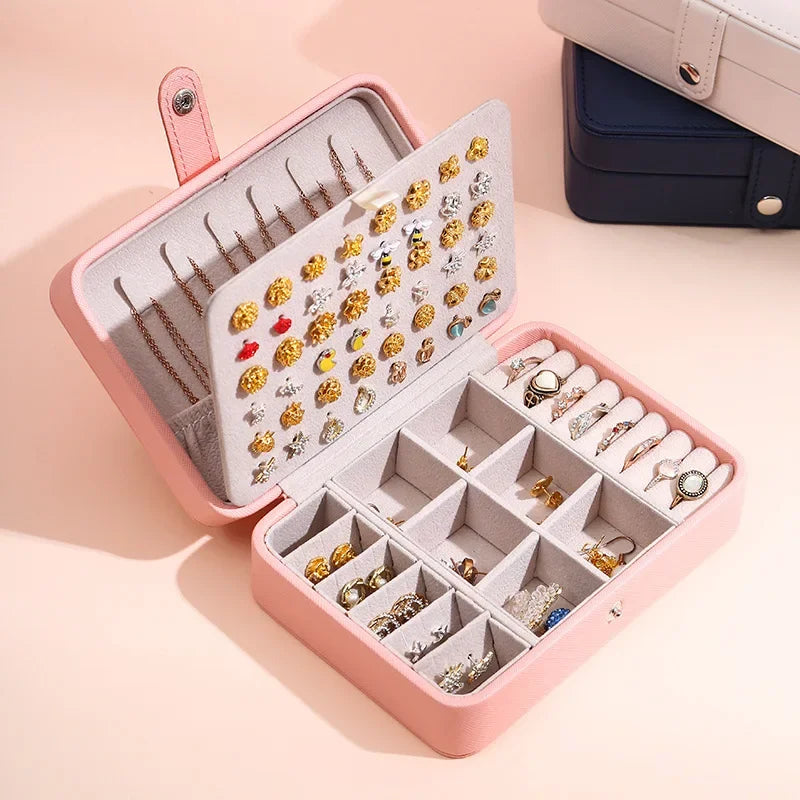 Boîte Bijoux Cuir Simili Double Étage Compact
