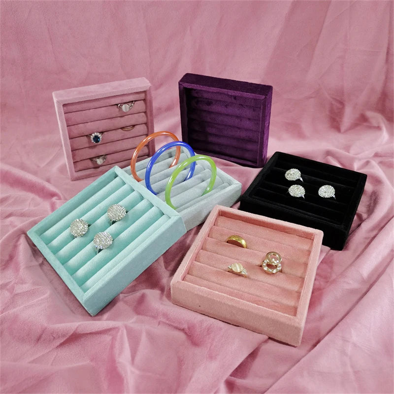 Plateau Bagues Velours Doux Organisateur Vitrine