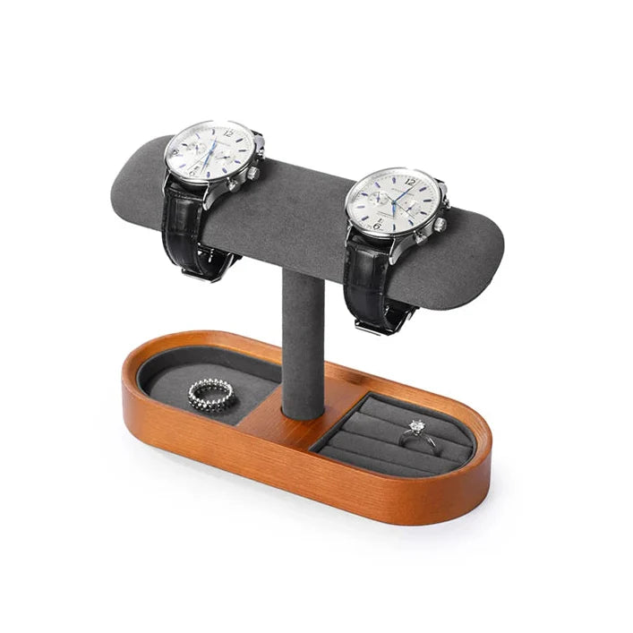 Présentoir Montre Bois Massif Simple Double Tiroir