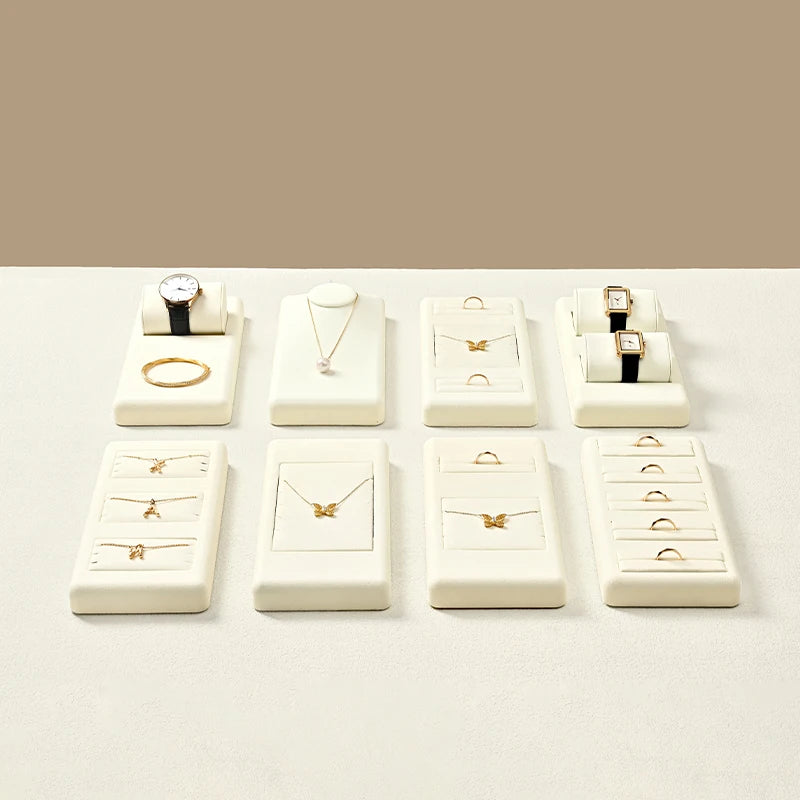 Présentoir Bijoux Daim Beige Multi Supports