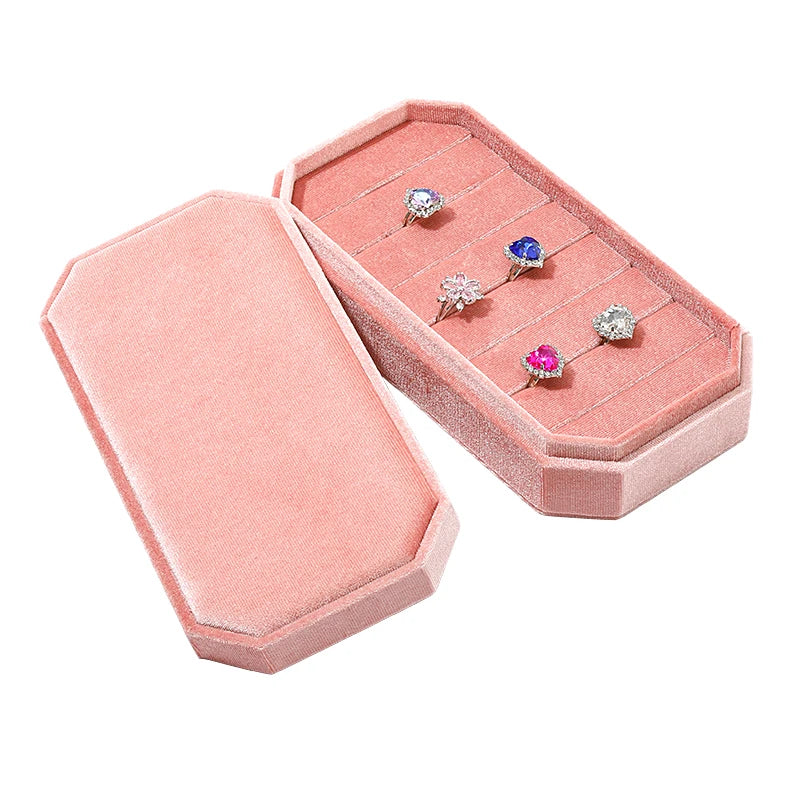 Boîte à Bague Velours Couvercle Rangement