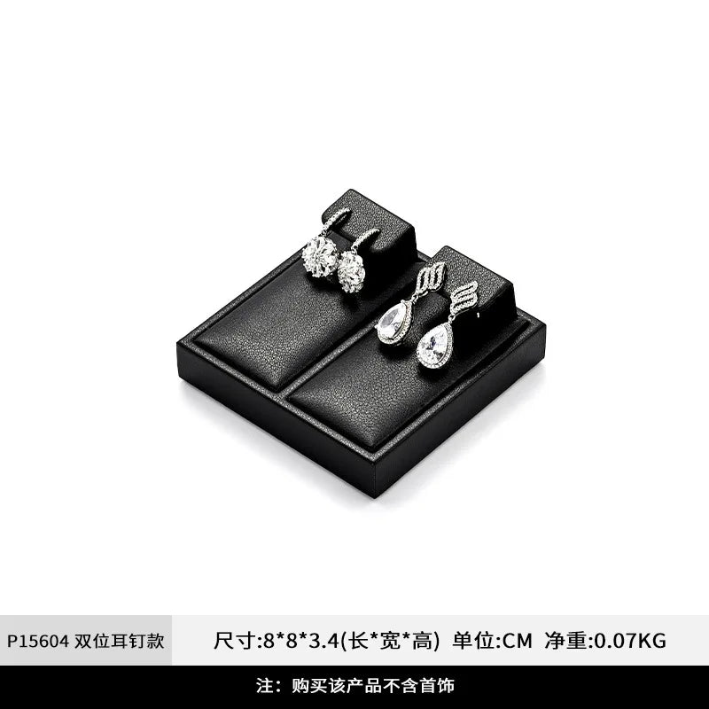 Plateau Cuir Noir Bijoux Bague Collier Bracelet Set