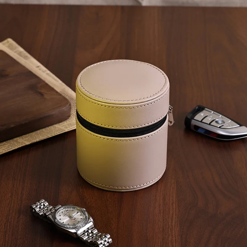 Étui Montre Cuir Voyage Zippé Compact
