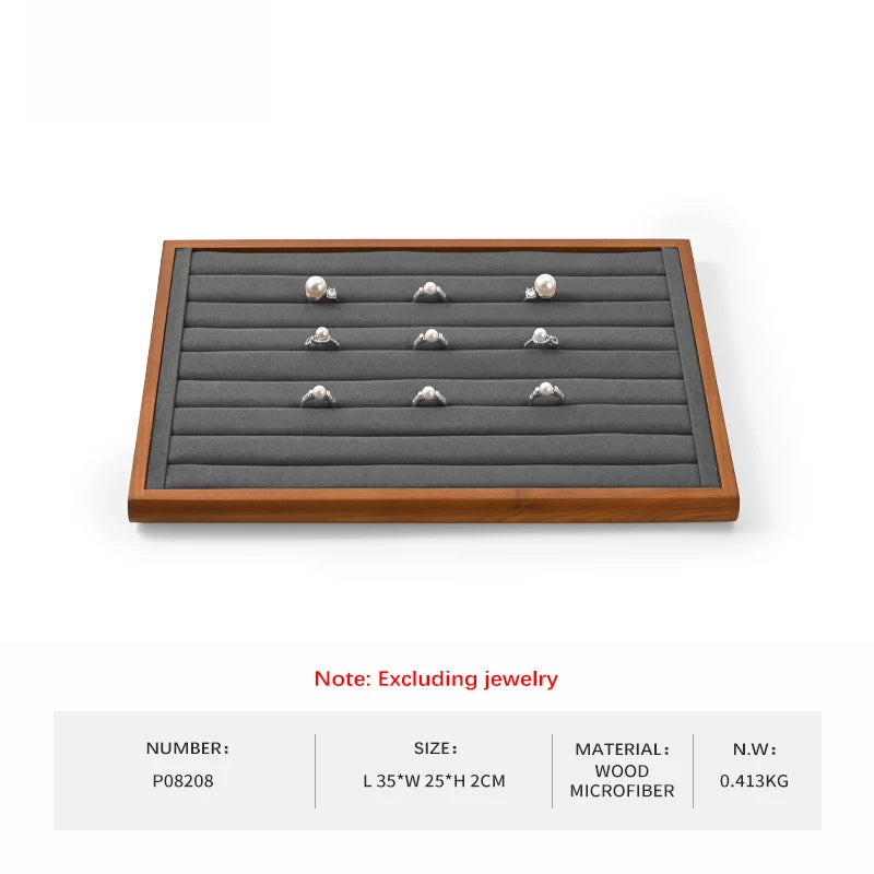 Plateau Bijoux Bois Gris Velours Modulable