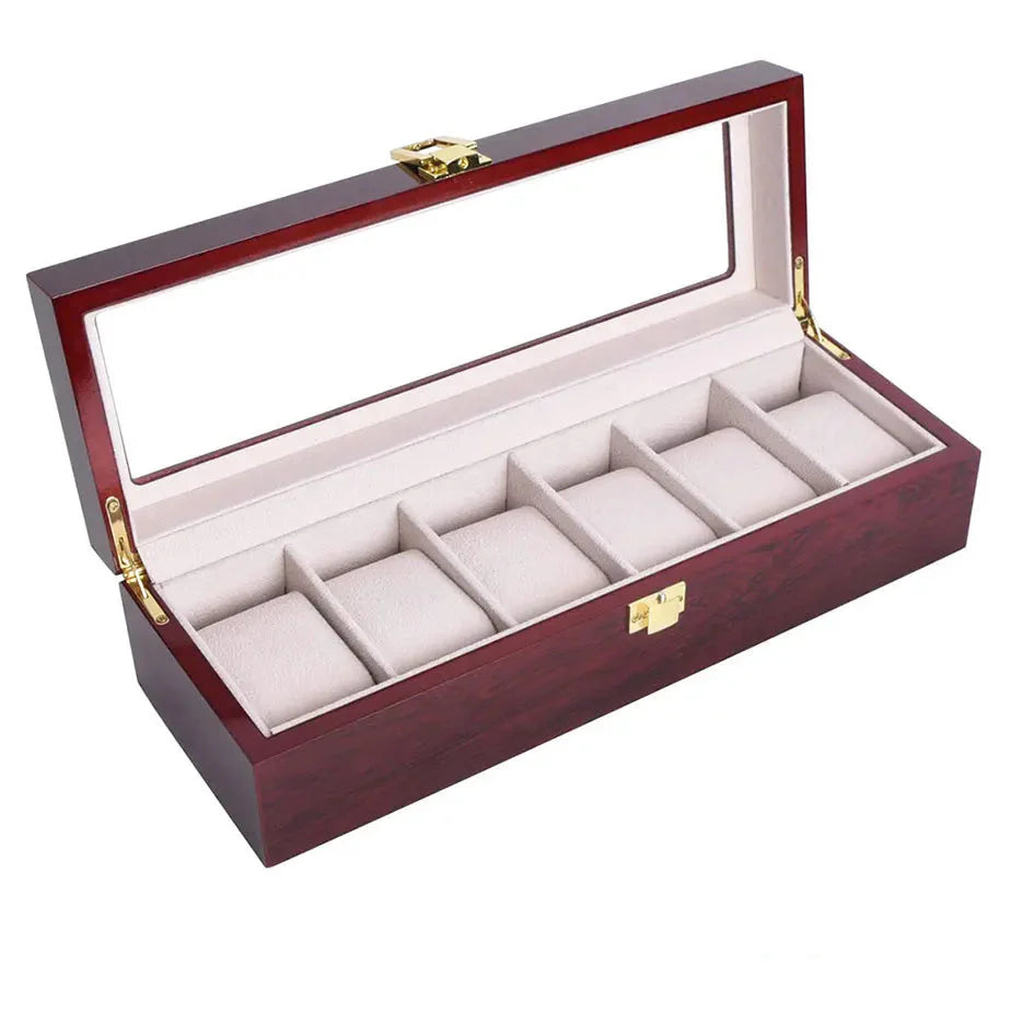 Coffret Vintage Bambou Montres Vitrine Vitrée