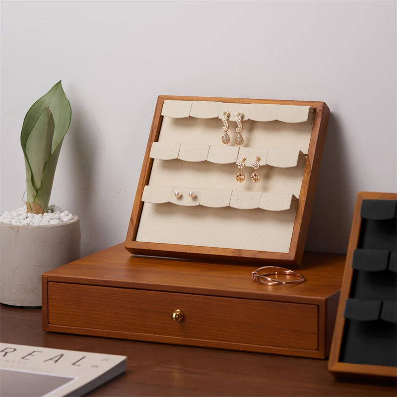 Présentoir Boucle d'Oreille Bois Premium Or