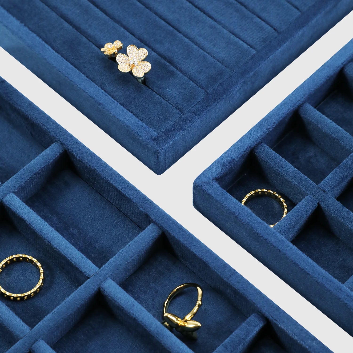 Plateau Bijoux Velours Tiroirs Multi Compartiments